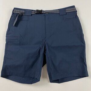 Duluth Trading Co Belted Shorts Mens XL Blue Nylon Spandex Elastic Waist